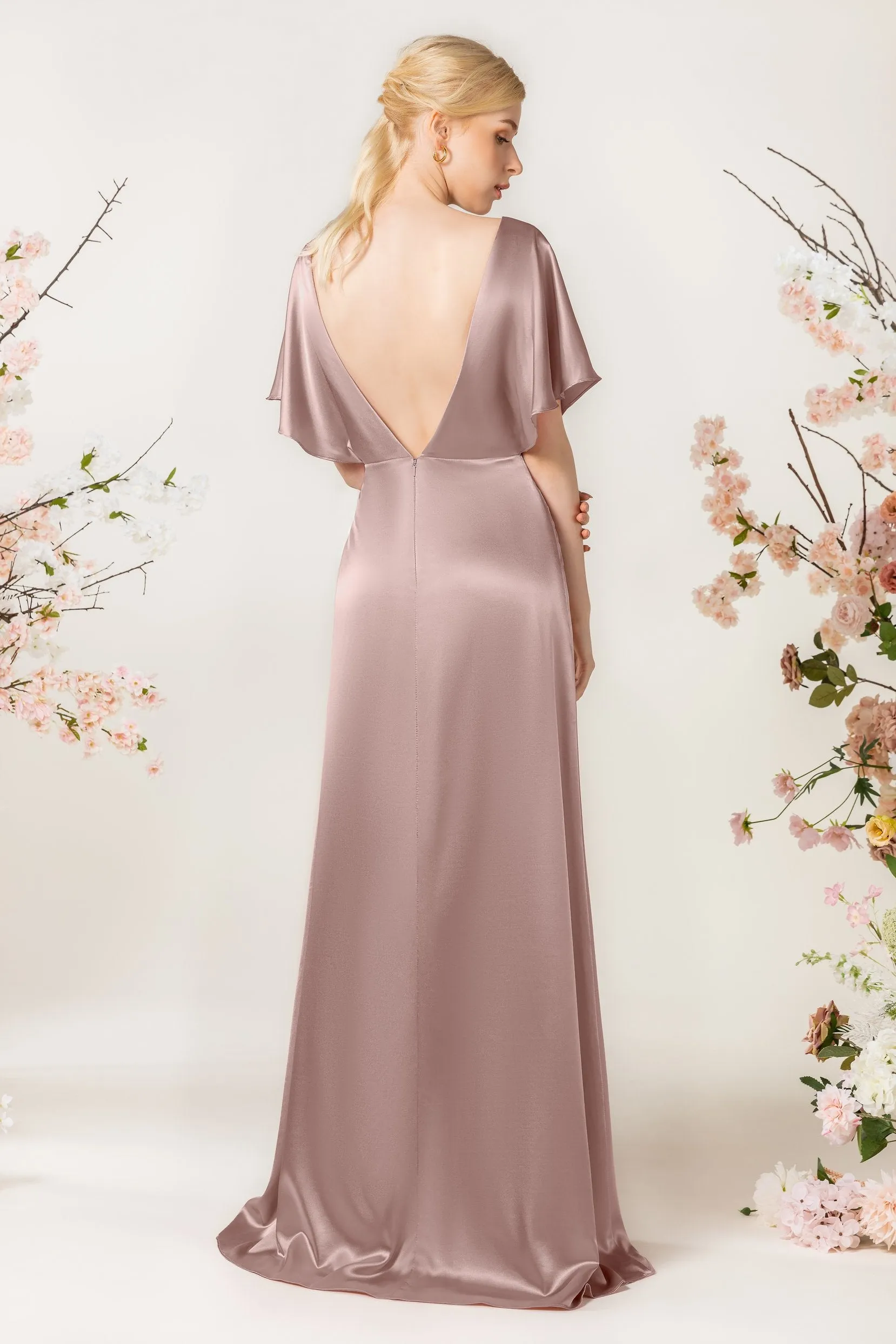 Sheath Sweep Acetate Satin Bridesmaid Dress Formal Dresses CB0505 sold by Cocomelody product image thumbnail 4