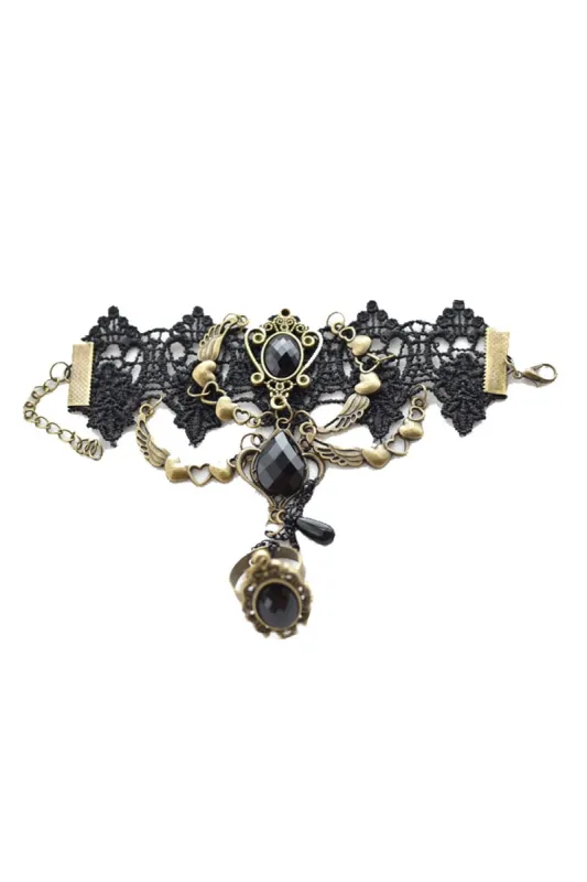 Lace and Alloy Necklaces with Crystals CX0048 sold by Cocomelody