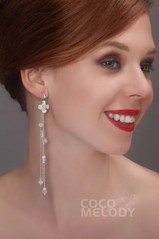 Silver Cloud Alloy Wedding Earrings with Rhinestone HG17002 sold by Cocomelody