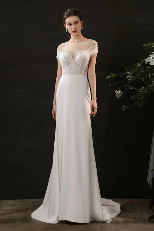 Mermaid Sweep-Brush Train Lace Tulle Wedding Dress CW2689 sold by Cocomelody