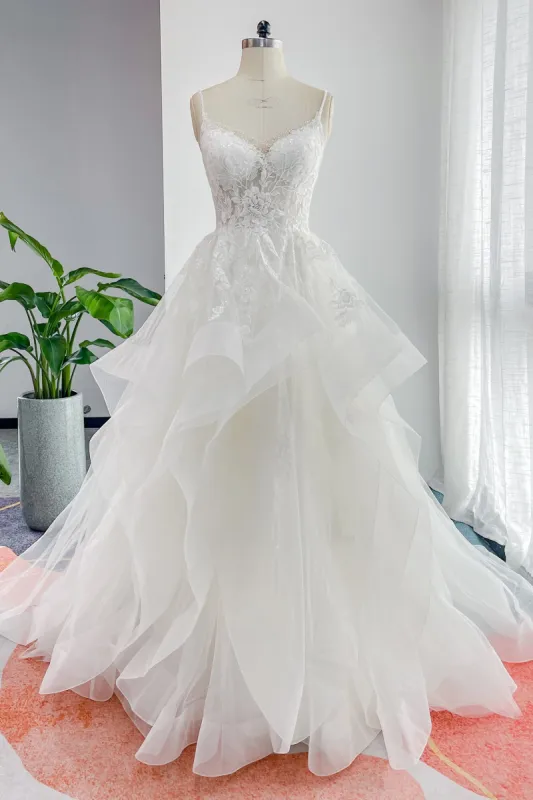 A-Line Court Train Lace Tulle Wedding Dress CW3154 sold by Cocomelody