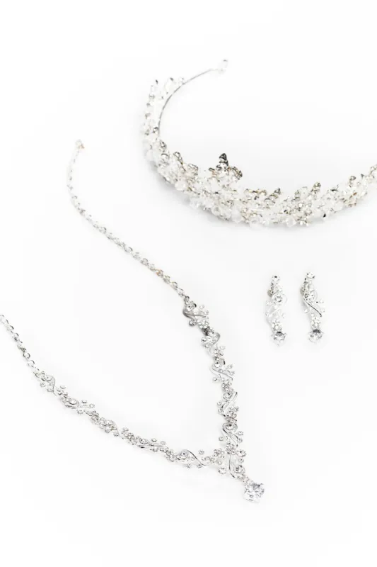 Crystals Rhinestone Tiara Necklace Earrings Jewelry CY0065 sold by Cocomelody