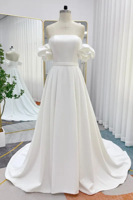 A-Line Court Train Elastic Cloth Wedding Dress CW3247 sold by Cocomelody