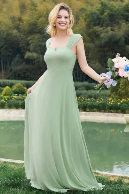 A-Line Sweep-Brush Train Chiffon Bridesmaid Dress CB0725 sold by Cocomelody