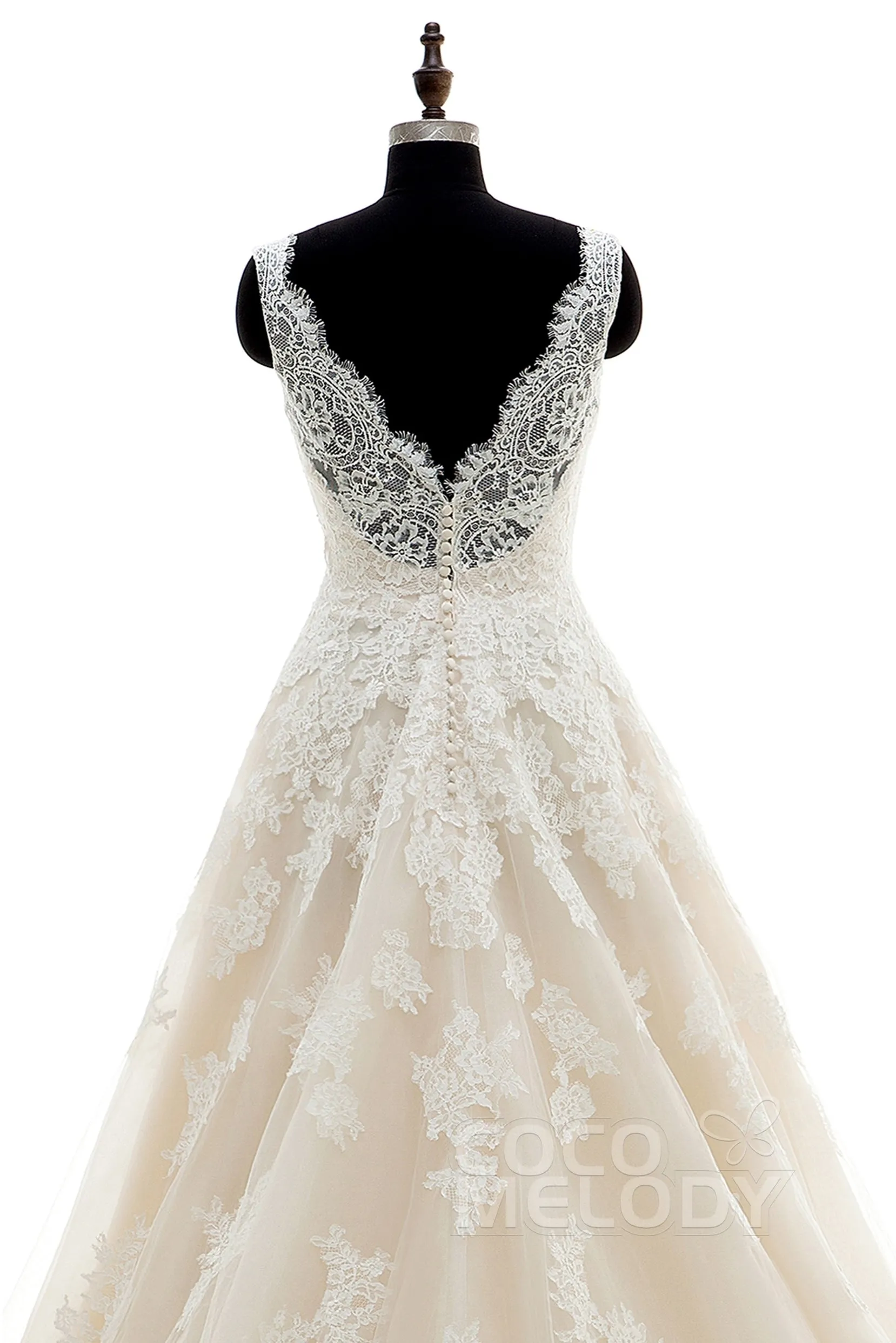 A-Line Court Train Tulle and Lace Wedding Dress CWAT16004 sold by Cocomelody product image thumbnail 5