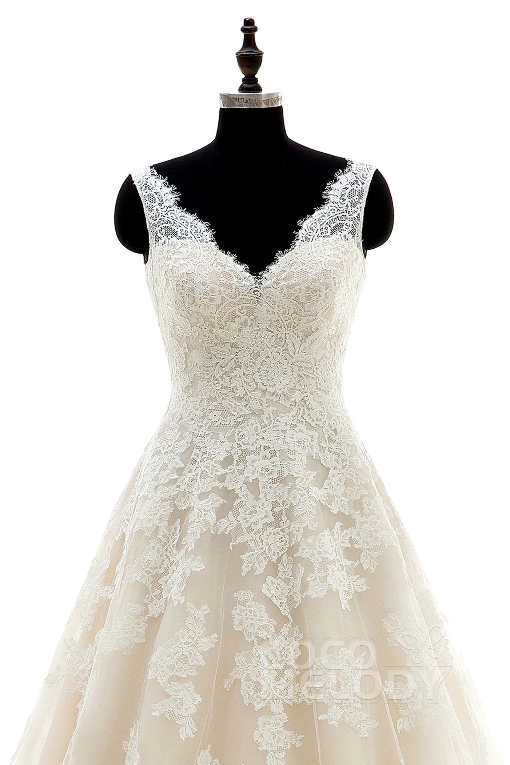 A-Line Court Train Tulle and Lace Wedding Dress CWAT16004 sold by Cocomelody product image thumbnail 3