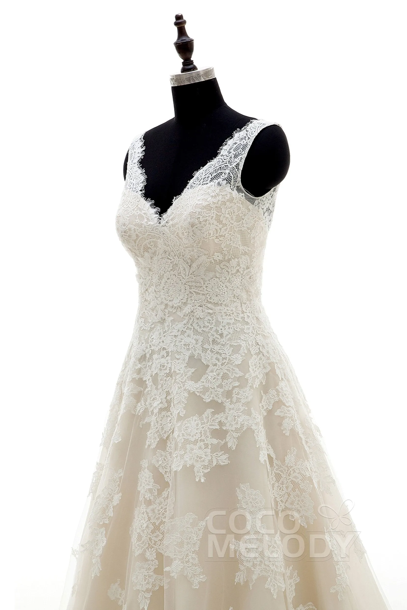 A-Line Court Train Tulle and Lace Wedding Dress CWAT16004 sold by Cocomelody product image thumbnail 4
