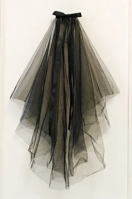 Two-tier Cut Edge Tulle Elbow Veils with Bow CV0390 sold by Cocomelody