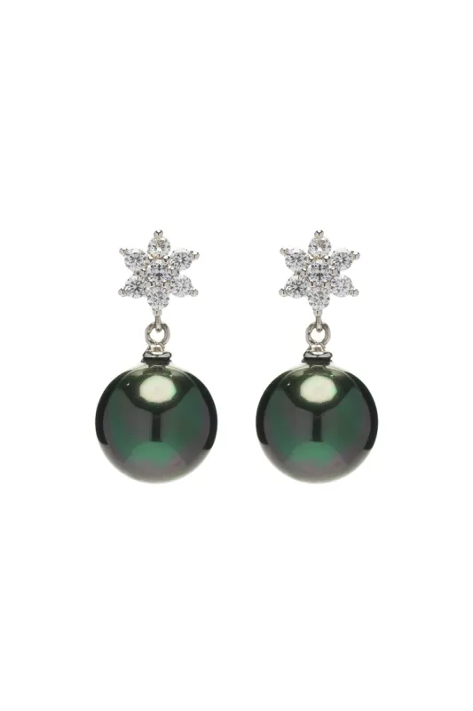Silver Plated Earrings with Imitation Pearl and Zircon CE0137 sold by Cocomelody