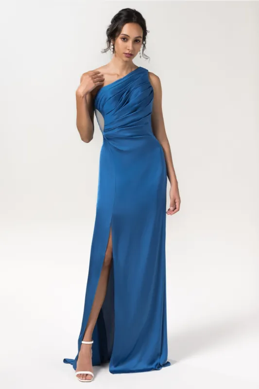 Sheath Floor Length Luxe Satin Bridesmaid Dress Formal Dresses CB0592 sold by Cocomelody
