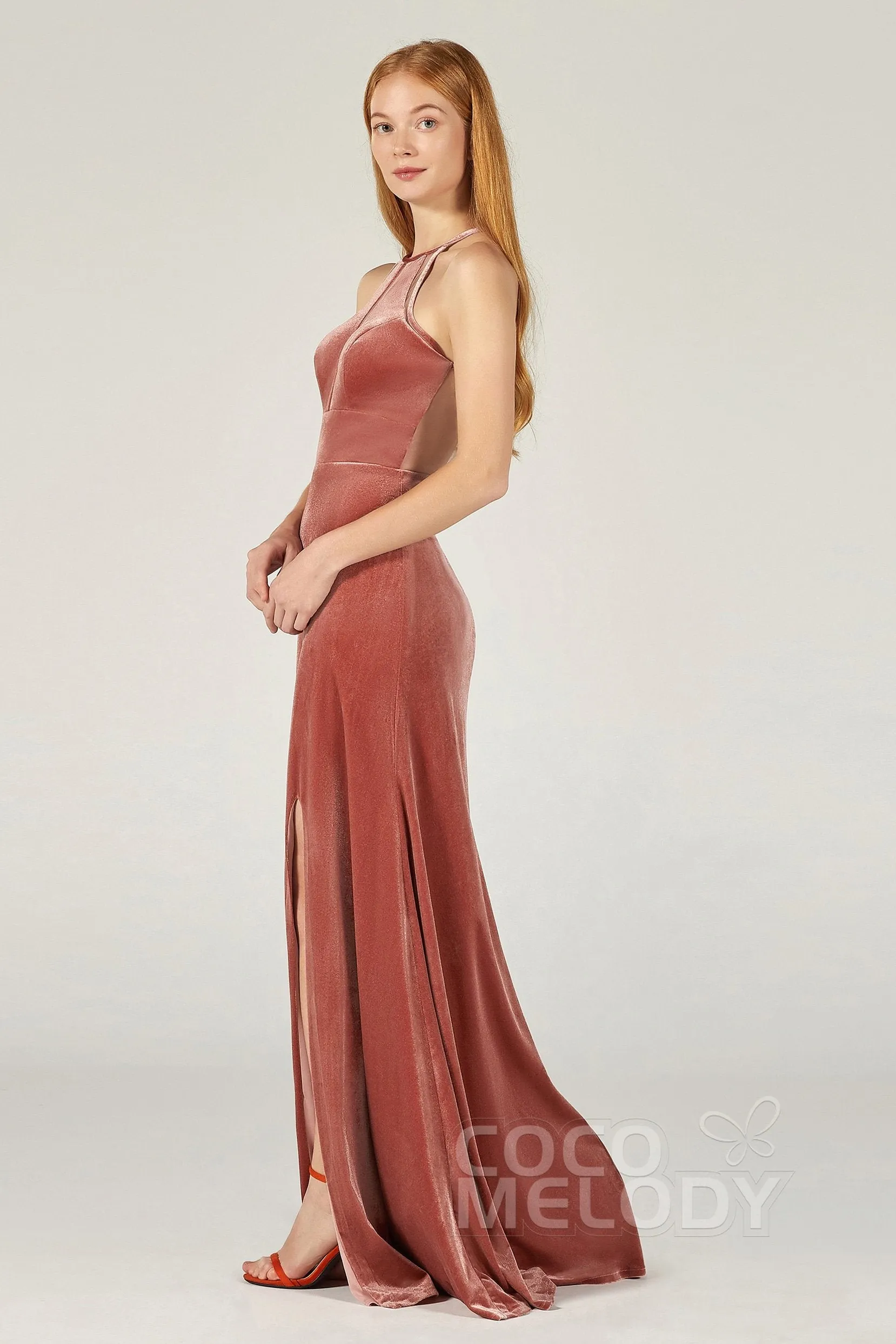 A-Line Floor Length Velvet Bridesmaid Dress Formal Dresses CB0362 sold by Cocomelody product image thumbnail 3