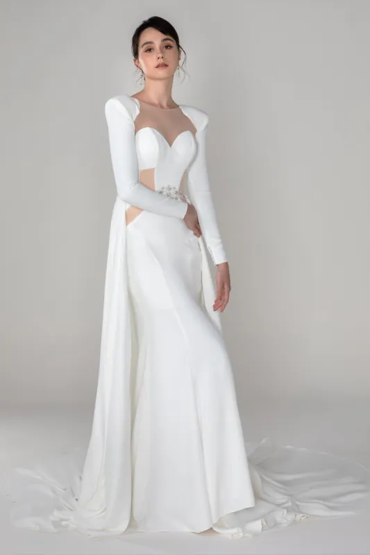 Trumpet-Mermaid Court Train Stretch Satin Wedding Dress CW2488 sold by Cocomelody