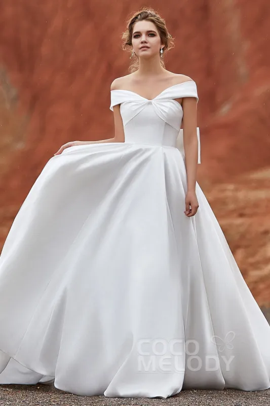A-Line Court Train Silk satin Wedding Dress LD5801 sold by Cocomelody
