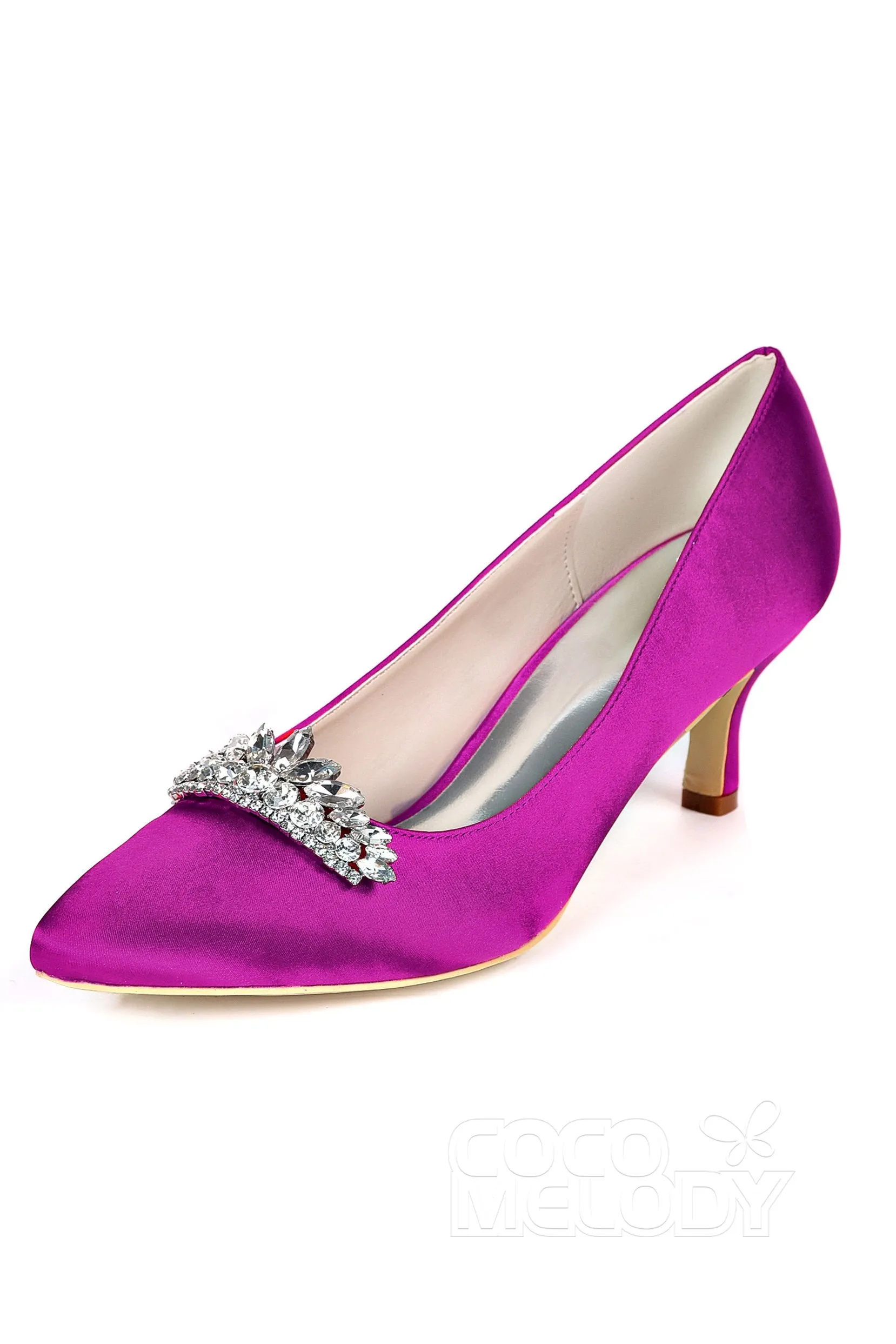 Low Heel Silk-Like Pointed Toe Wedding shoes CK0072 sold by Cocomelody product image thumbnail 5