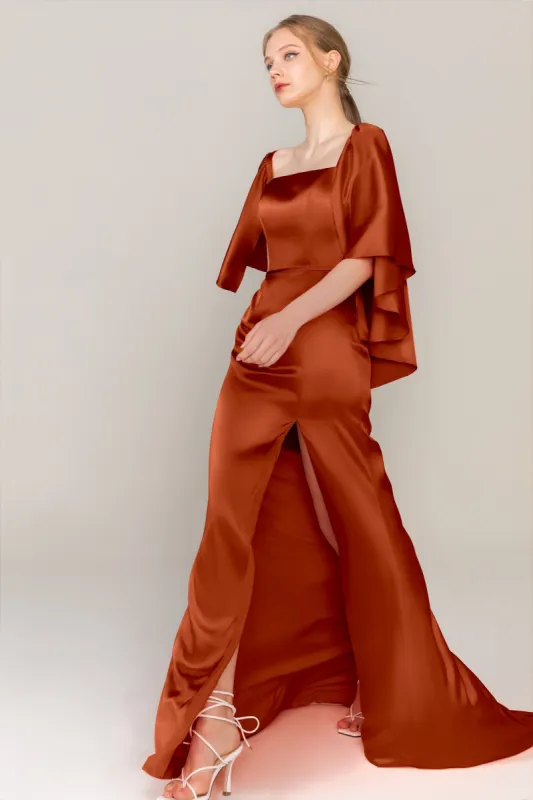 Sheath Sweep Train Luxe Satin Dress CS0320 sold by Cocomelody
