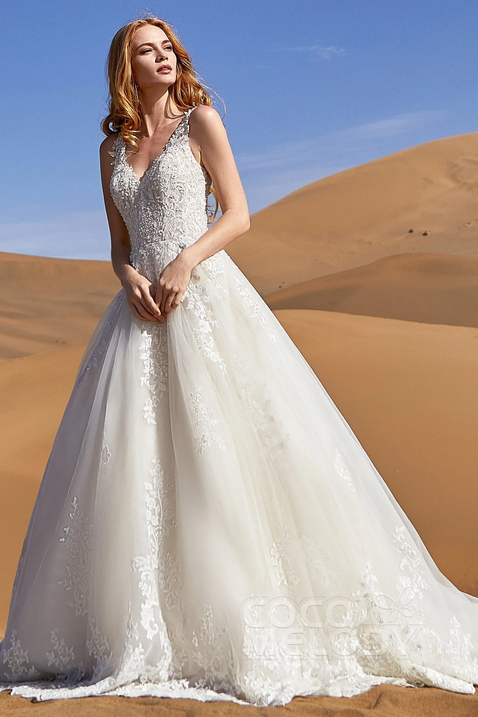 A-Line Court Train Tulle and Lace Wedding Dress LD5813 sold by Cocomelody
