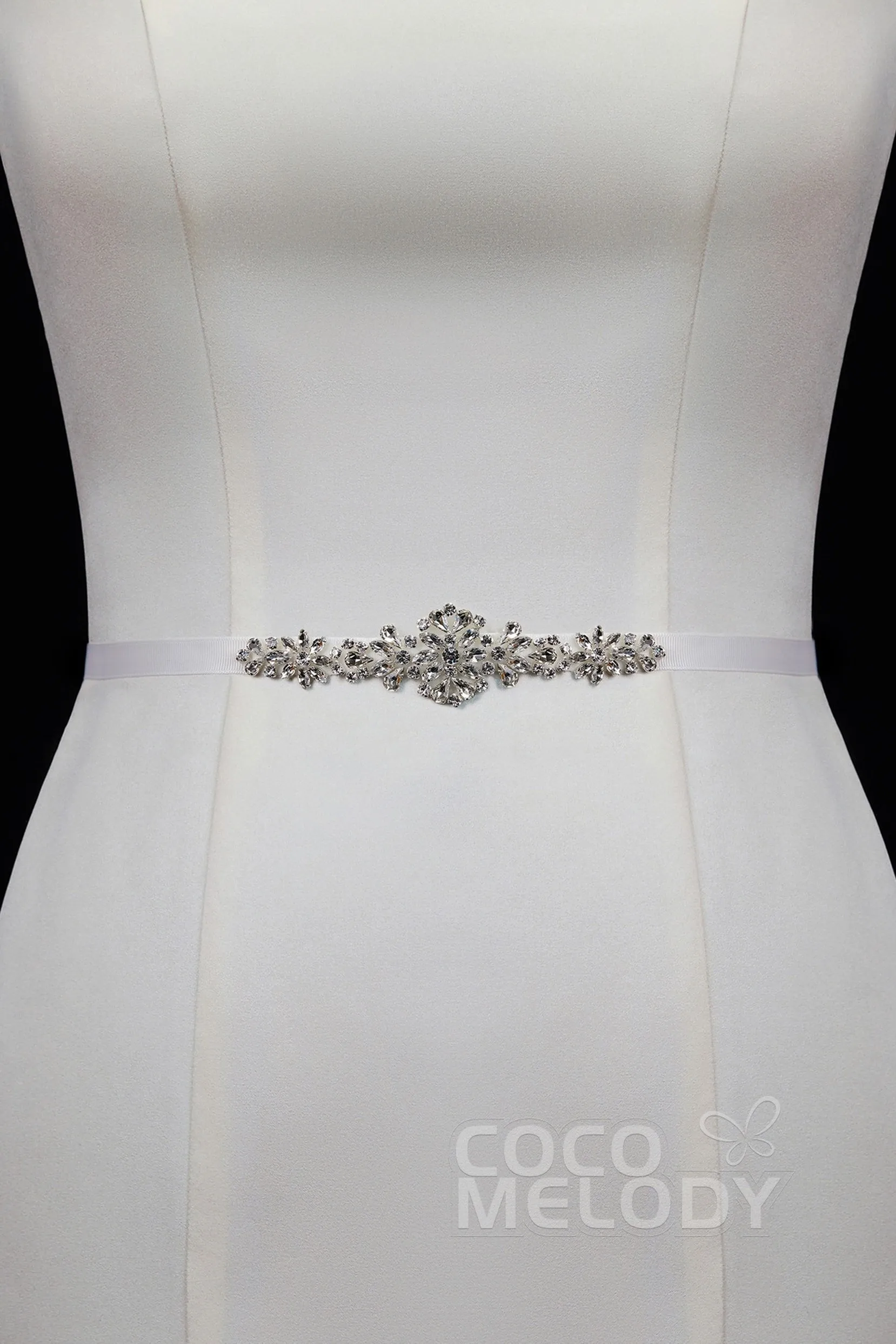Elegant Ribbons Wedding Sash with Rhinestone YD18003 sold by Cocomelody