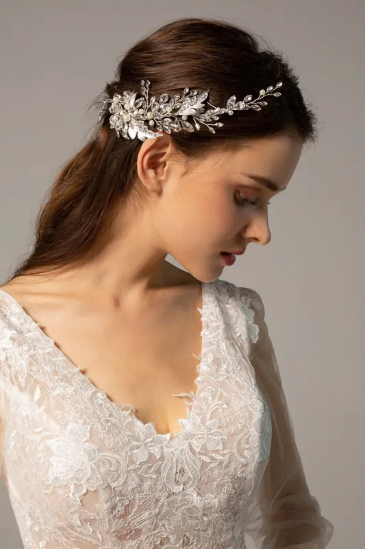 Alloy Headpieces with Imitation Pearl and Rhinestone CH0272 sold by Cocomelody