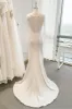 Trumpet Sweep-Brush Train Lace Satin Wedding Dress CW3110 sold by Cocomelody