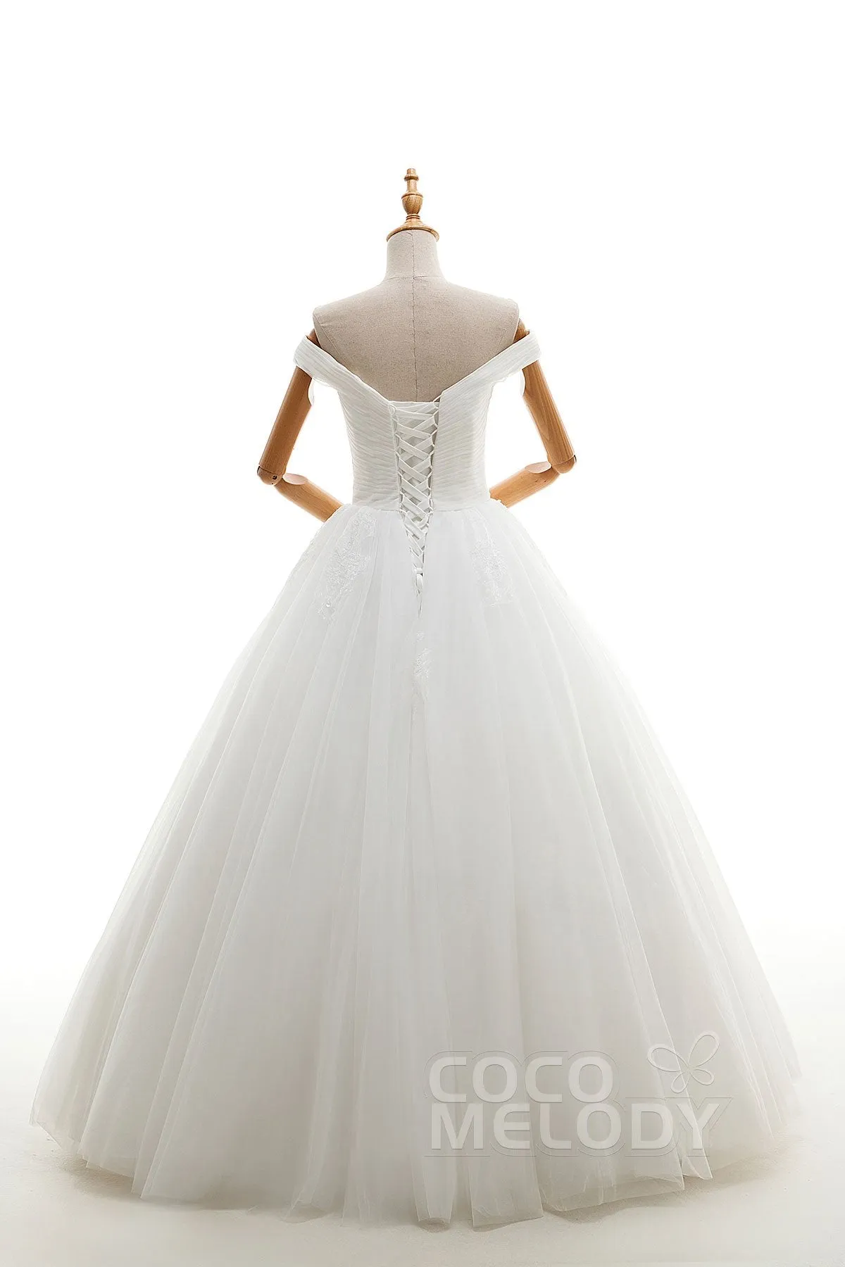 A-Line Floor Length Tulle Ivory Wedding Dress JWLF16001 sold by Cocomelody product image thumbnail 2
