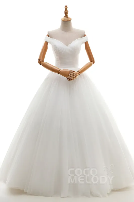 A-Line Floor Length Tulle Ivory Wedding Dress JWLF16001 sold by Cocomelody
