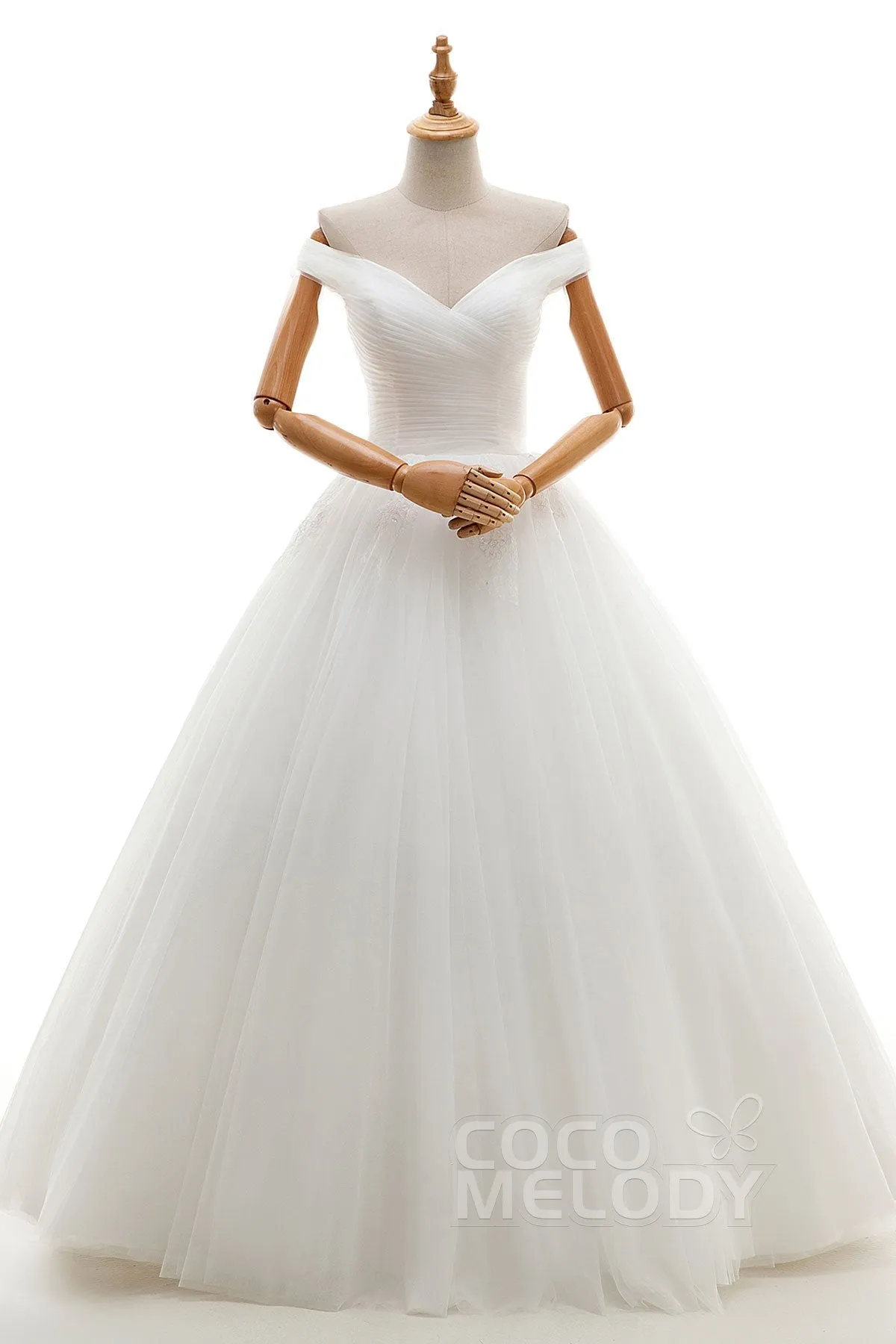 A-Line Floor Length Tulle Ivory Wedding Dress JWLF16001 sold by Cocomelody