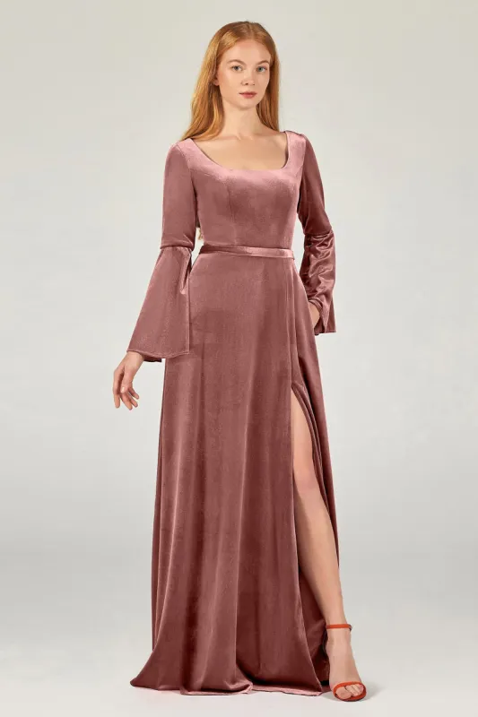 A-Line Floor Length Velvet Bridesmaid Dress Formal Dresses CB0370 sold by Cocomelody