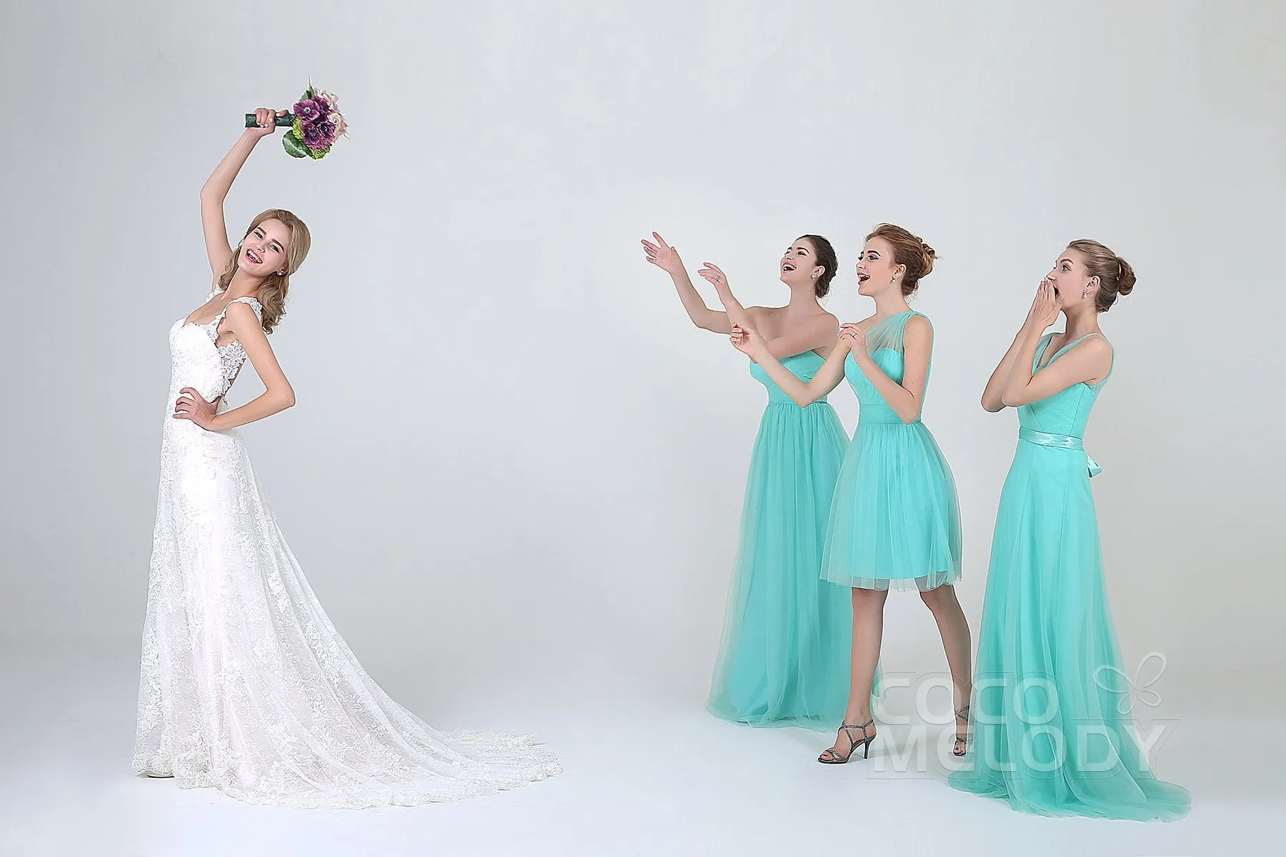 A-Line Short-Mini Tulle Bridesmaid Dress LOZM1503F sold by Cocomelody product image thumbnail 4