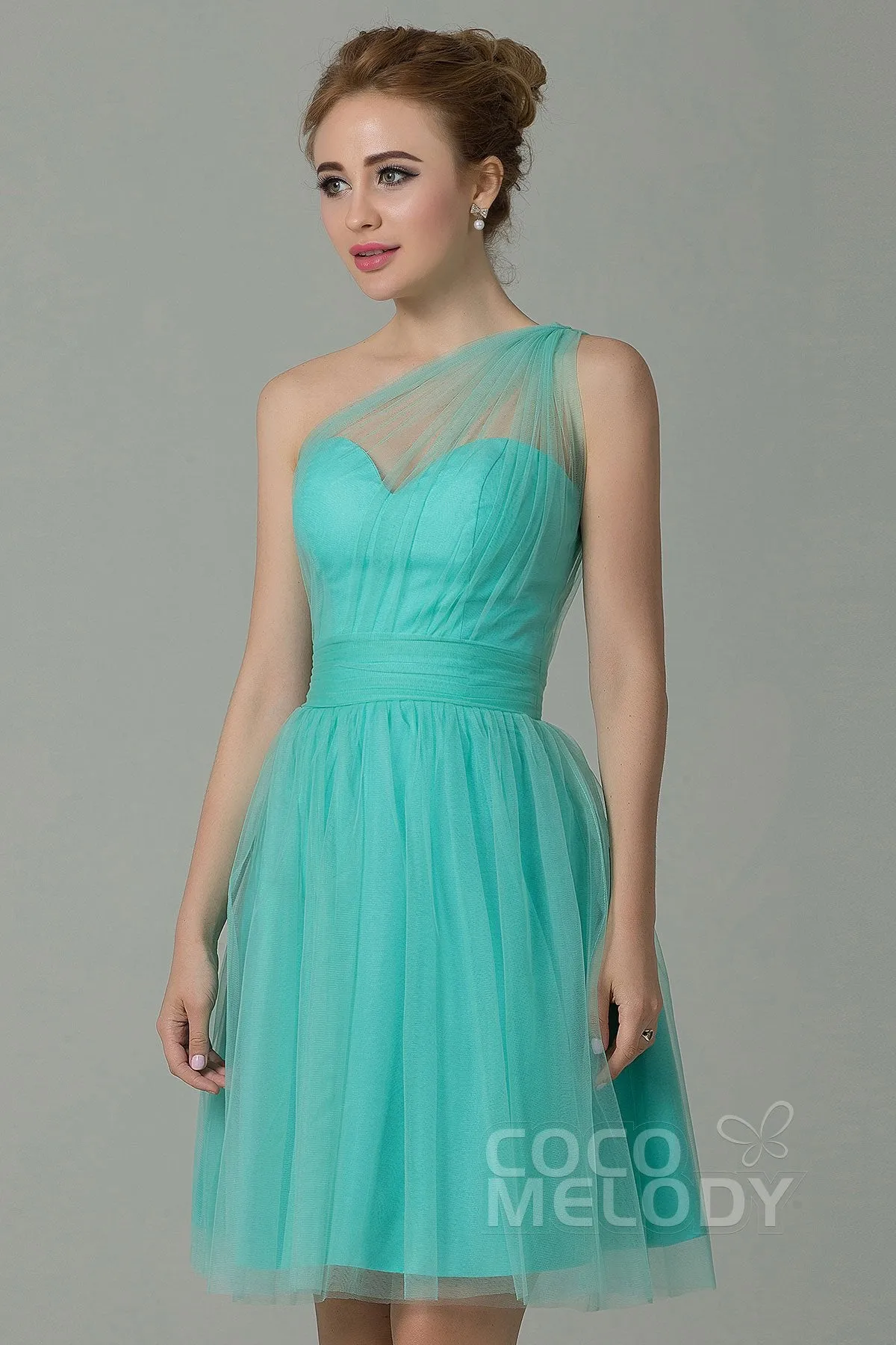 A-Line Short-Mini Tulle Bridesmaid Dress LOZM1503F sold by Cocomelody product image thumbnail 5