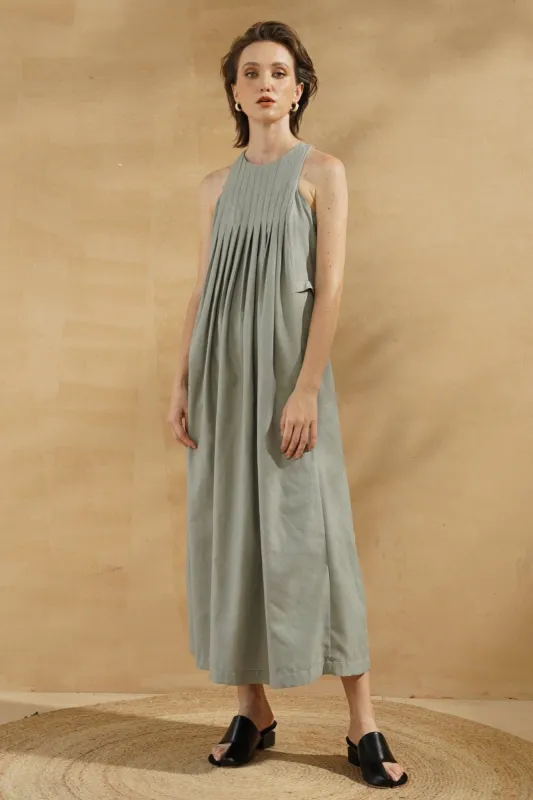 A-Line Tea Length Linen Dress CG0054 sold by Cocomelody