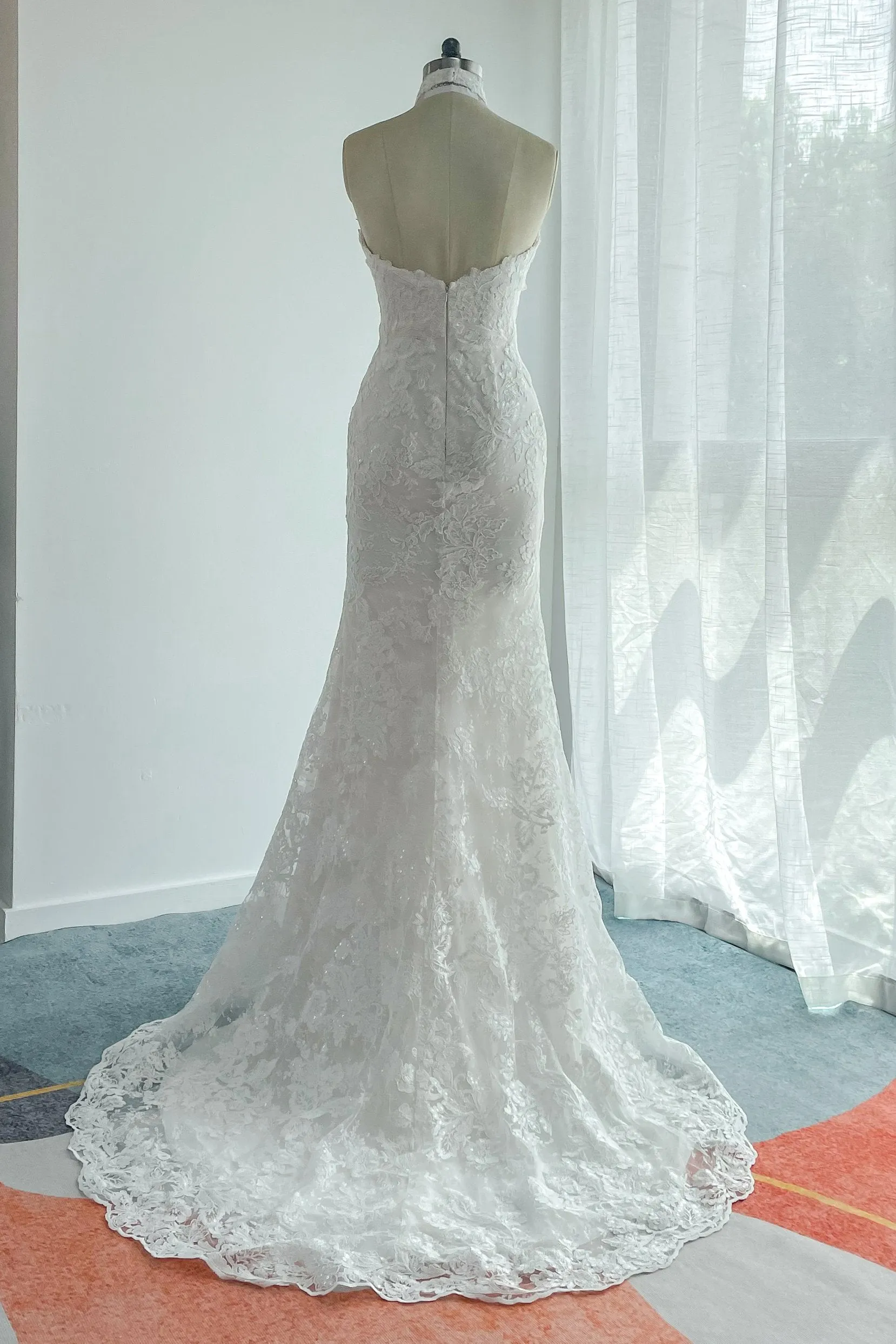 Trumpet-Mermaid Sweep-Brush Train Lace Tulle Wedding Dress CW3147 sold by Cocomelody product image thumbnail 5