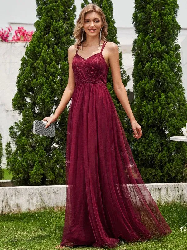 A-Line Floor Length Glitter Bridesmaid Dress CB0723 sold by Cocomelody product image thumbnail 5