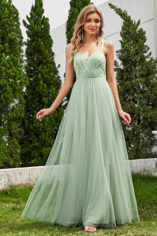 A-Line Floor Length Glitter Bridesmaid Dress CB0723 sold by Cocomelody