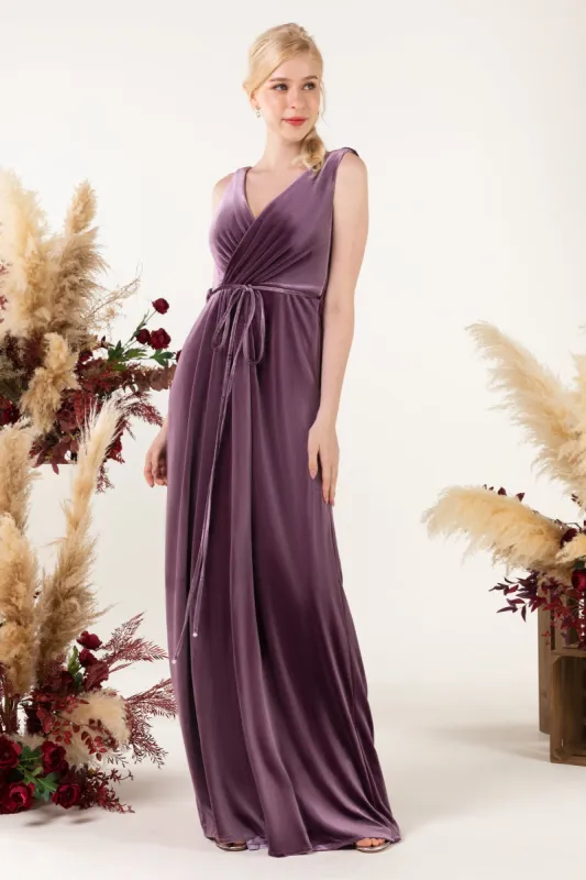 Sheath-Column Floor Length Velvet Bridesmaid Dress Formal Dresses CB0525 sold by Cocomelody