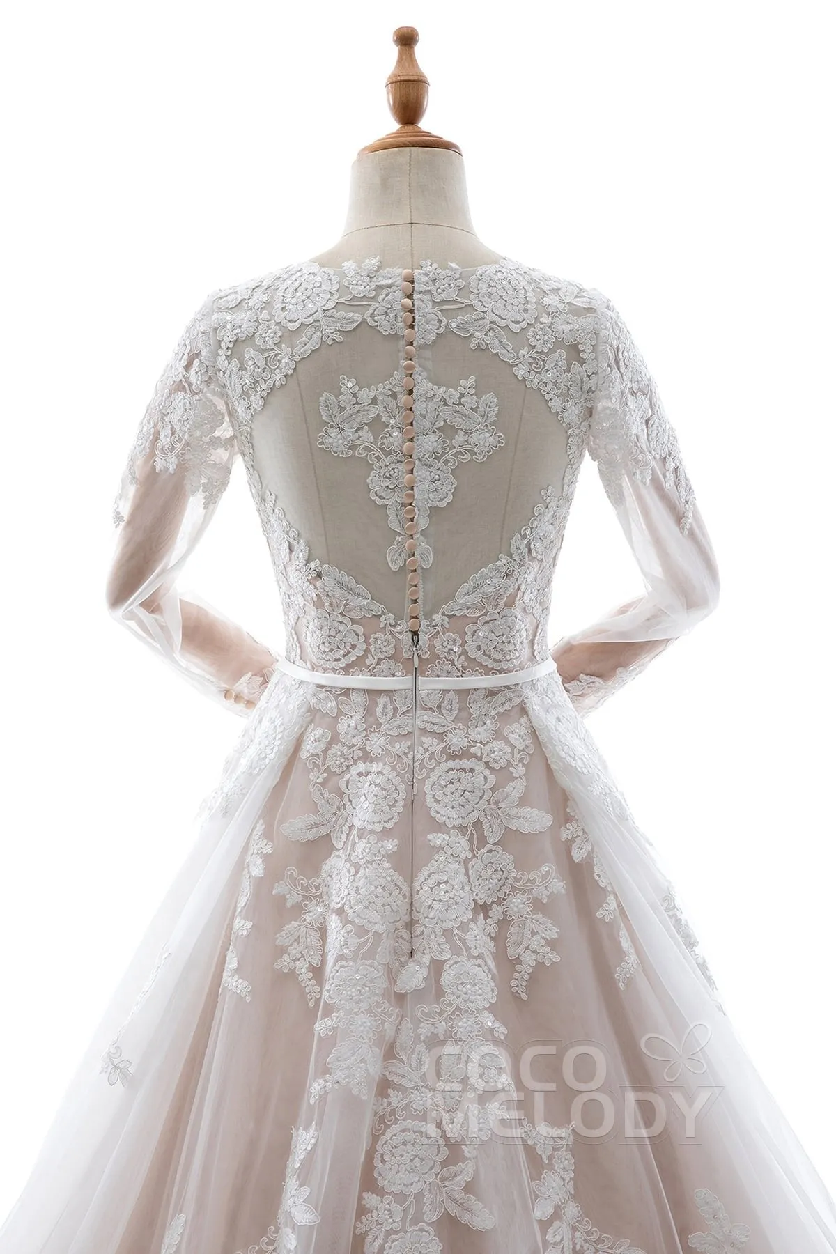 A-Line Court Train Tulle and Lace Wedding Dress LD5693 sold by Cocomelody product image thumbnail 5