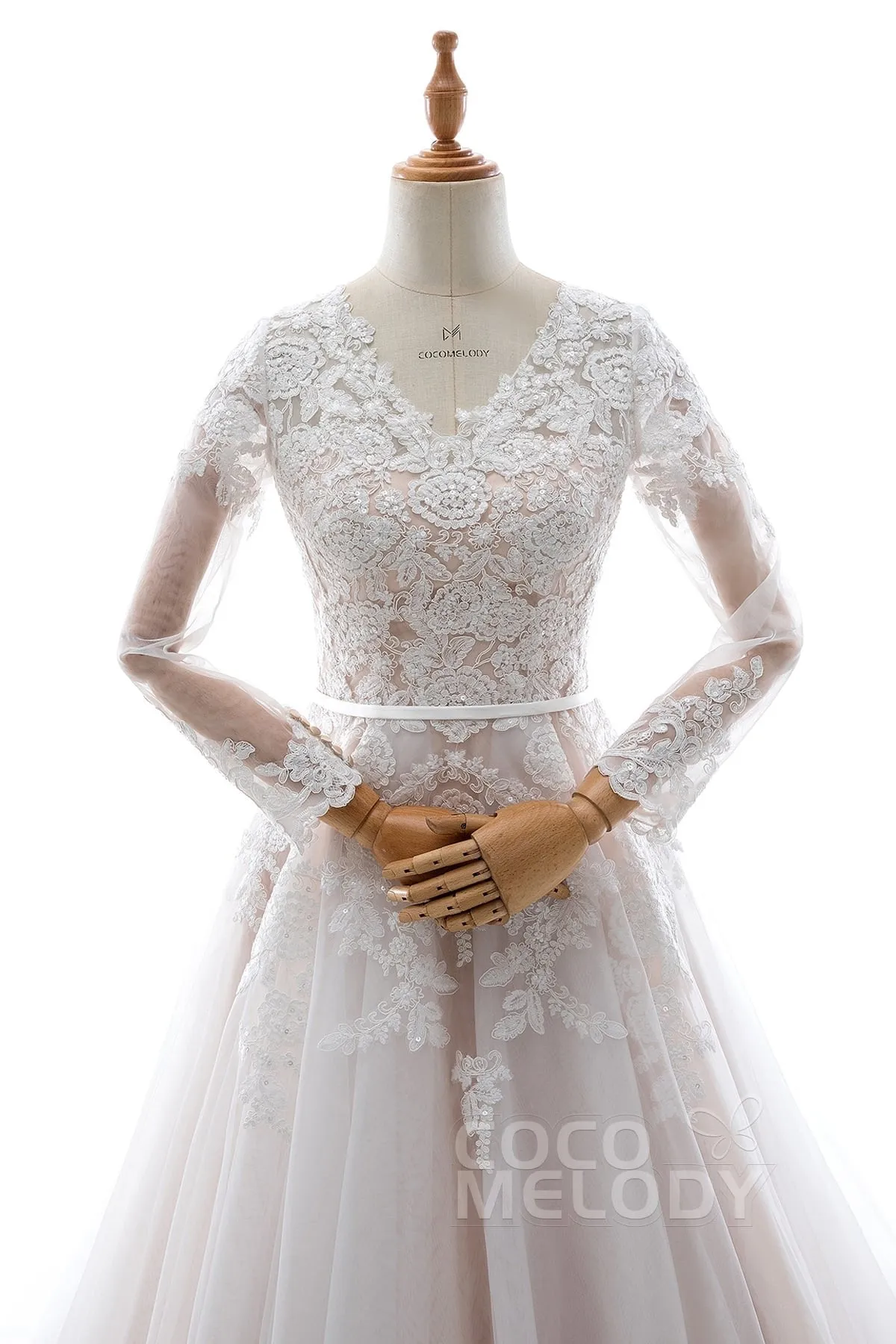 A-Line Court Train Tulle and Lace Wedding Dress LD5693 sold by Cocomelody product image thumbnail 3