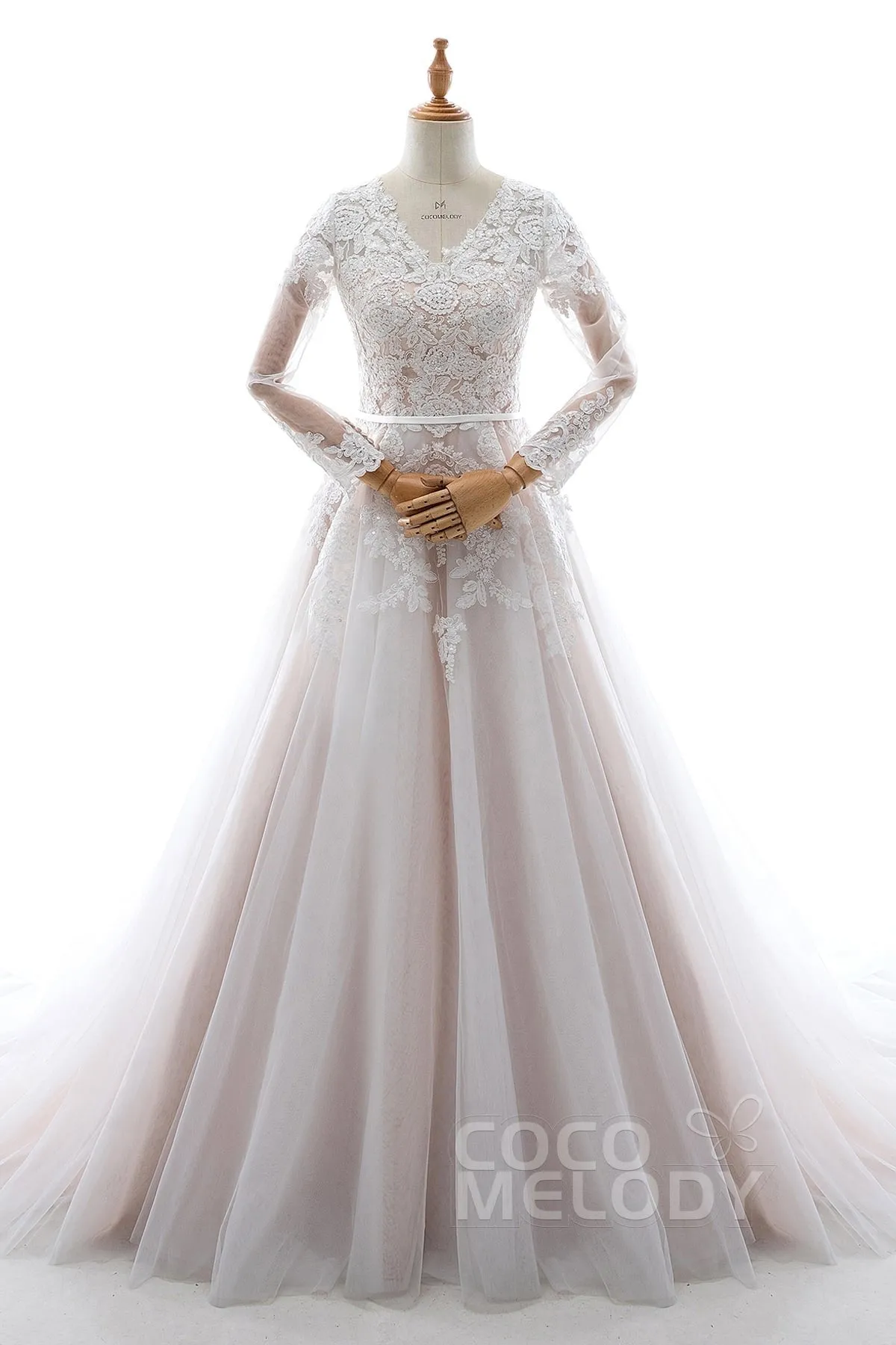A-Line Court Train Tulle and Lace Wedding Dress LD5693 sold by Cocomelody