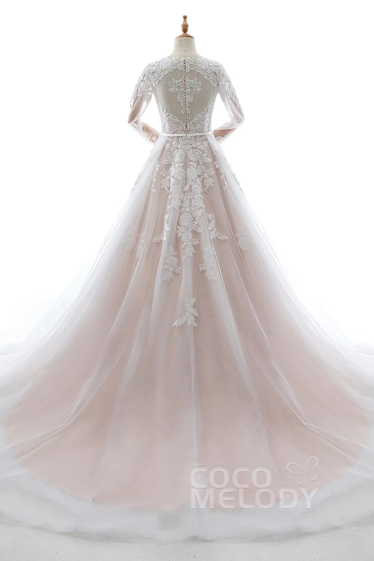 A-Line Court Train Tulle and Lace Wedding Dress LD5693 sold by Cocomelody product image thumbnail 2