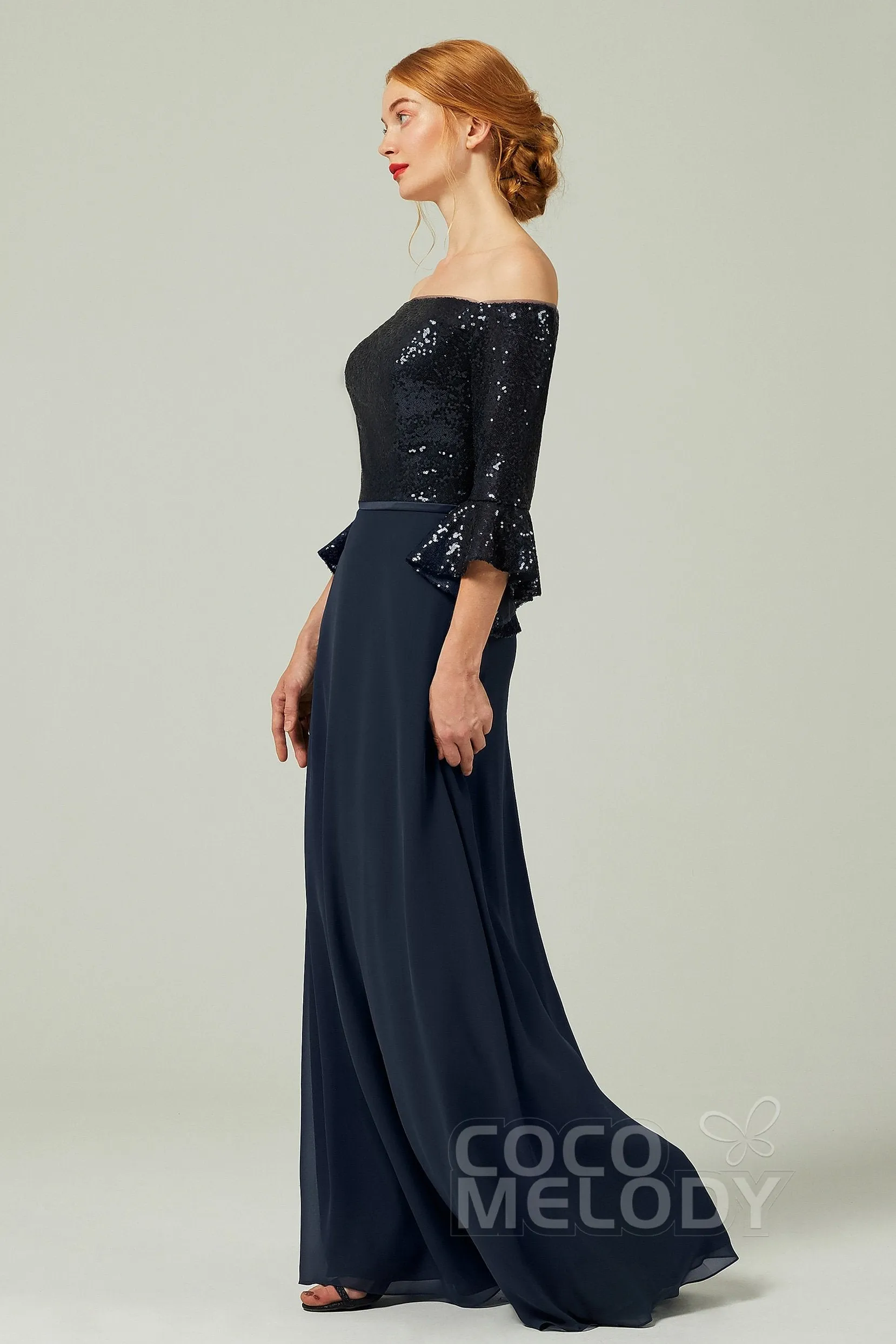 A-Line Floor Length Chiffon Sequined Bridesmaid Dress Formal Dresses CB0336 sold by Cocomelody product image thumbnail 3