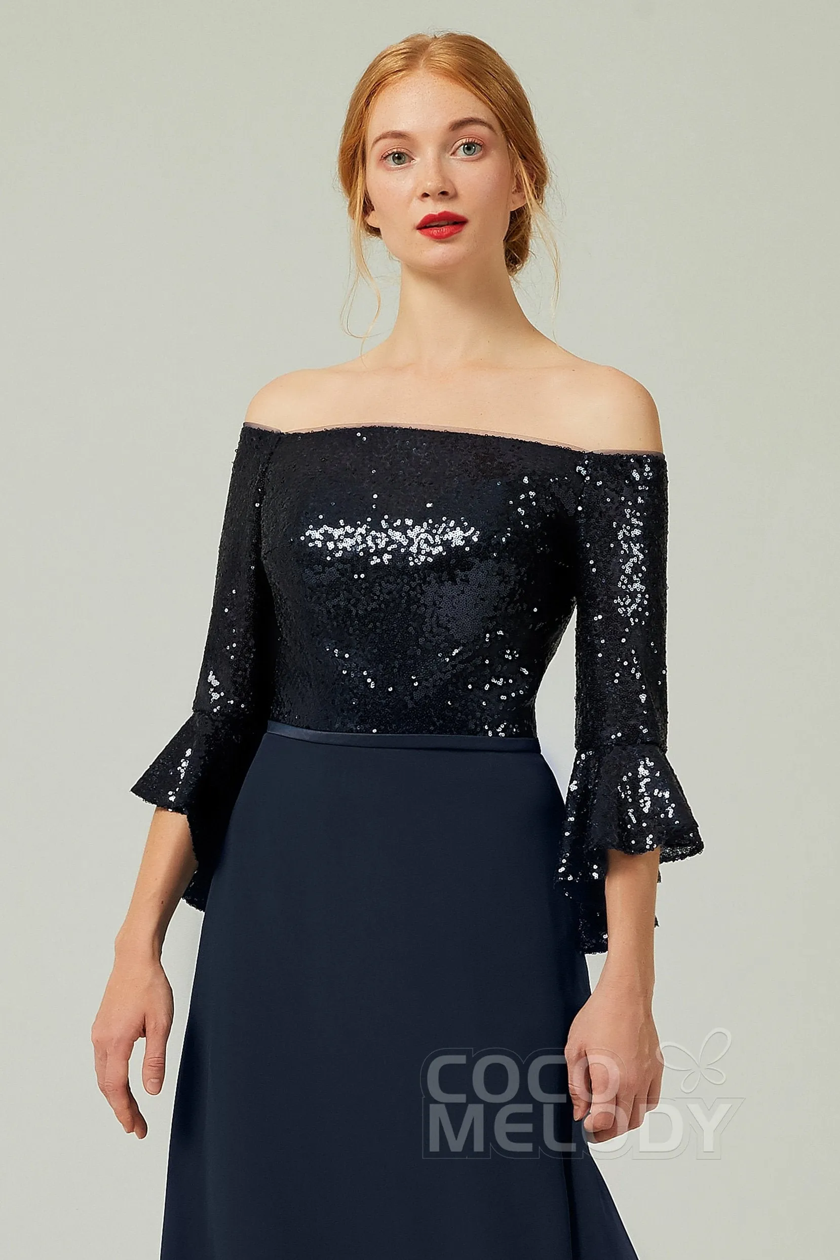 A-Line Floor Length Chiffon Sequined Bridesmaid Dress Formal Dresses CB0336 sold by Cocomelody product image thumbnail 4