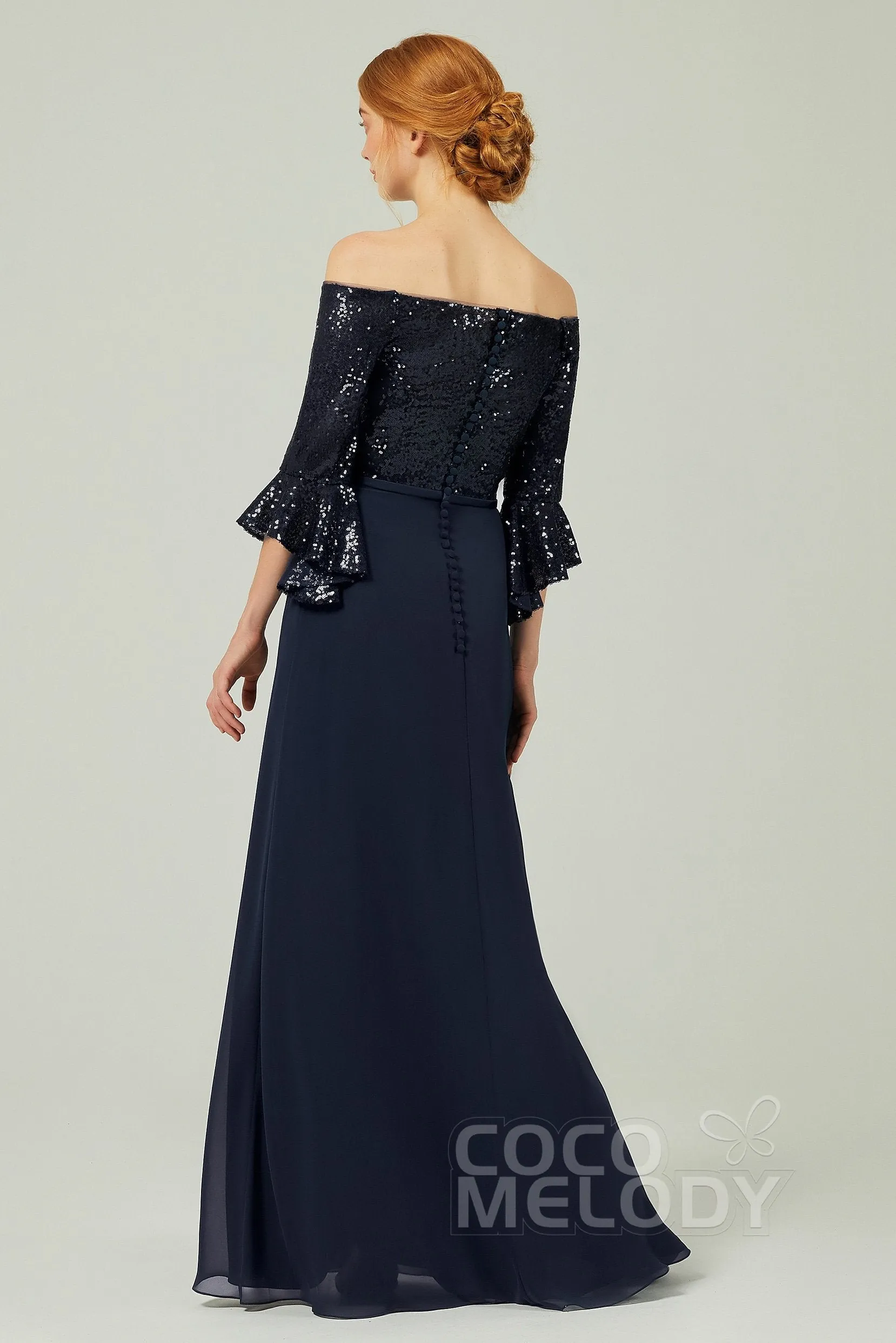 A-Line Floor Length Chiffon Sequined Bridesmaid Dress Formal Dresses CB0336 sold by Cocomelody product image thumbnail 2