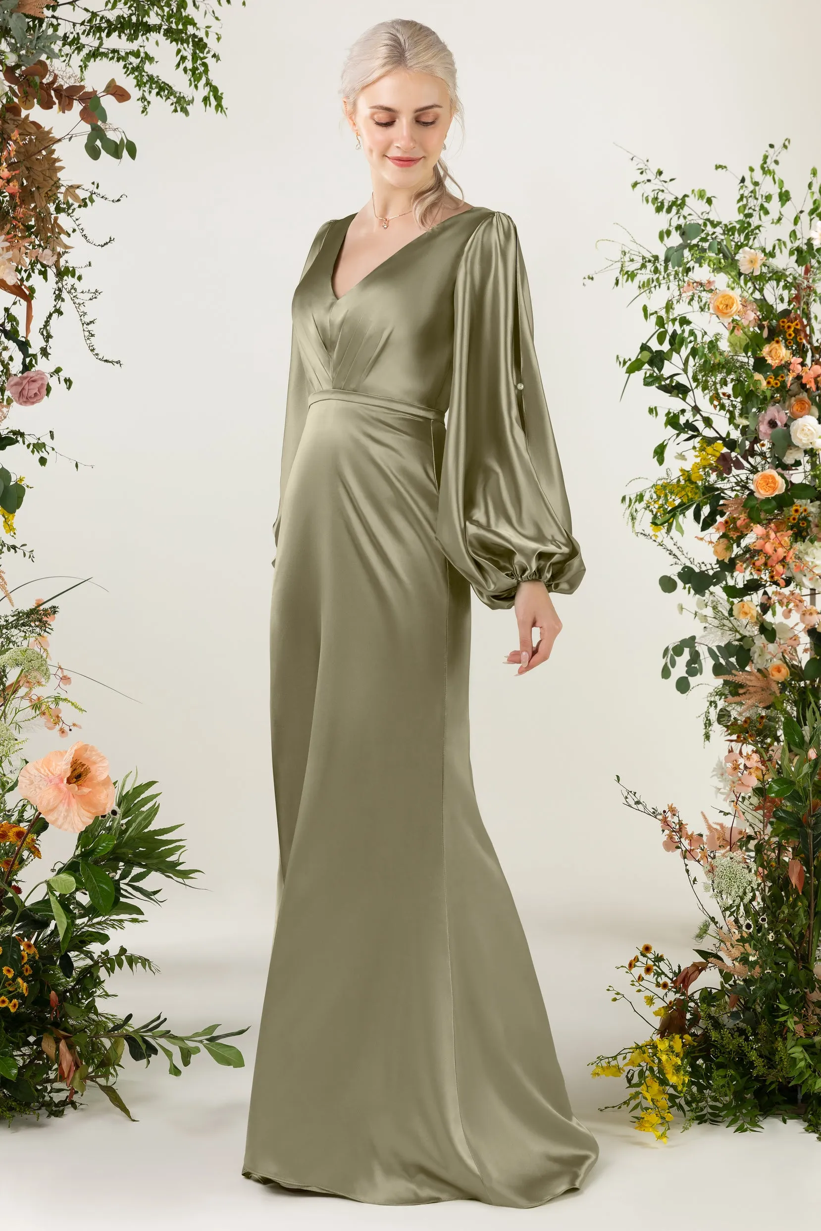 Trumpet Luxe Satin Bridesmaid Dress Formal Dresses CB0500 sold by Cocomelody product image thumbnail 5