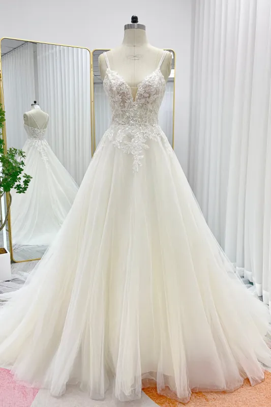 A-Line Court Train Lace Tulle Wedding Dress CW3271 sold by Cocomelody
