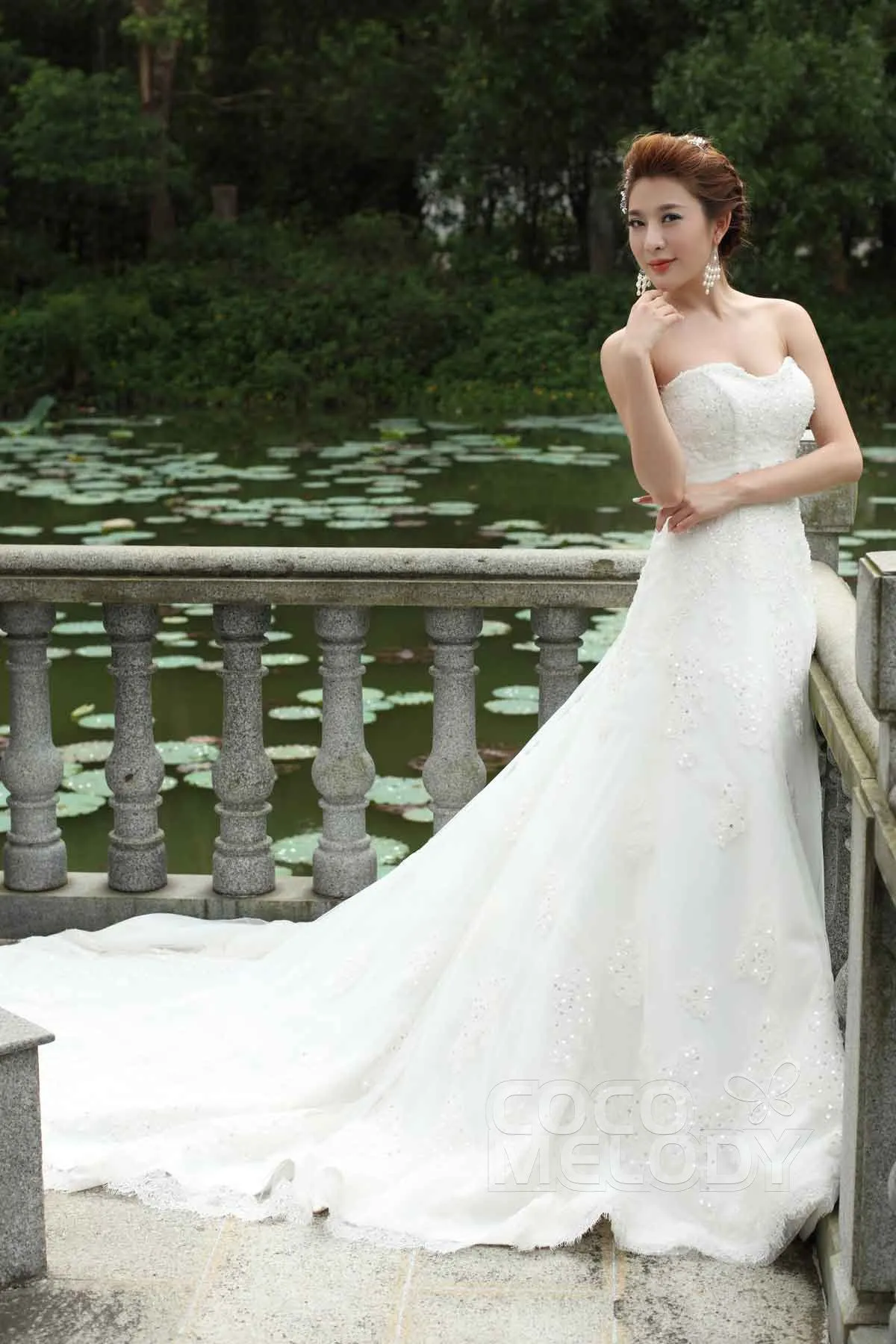 A-Line Chapel Train Tulle Wedding Dress Alb12285 sold by Cocomelody product image thumbnail 3