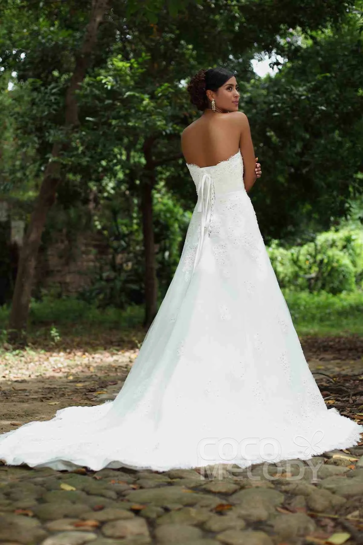 A-Line Chapel Train Tulle Wedding Dress Alb12285 sold by Cocomelody product image thumbnail 2
