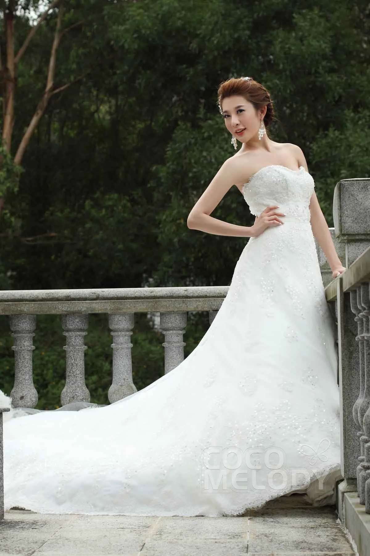 A-Line Chapel Train Tulle Wedding Dress Alb12285 sold by Cocomelody product image thumbnail 4