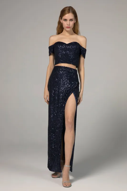Sheath-Column Ankle Length Sequined Dress CS0289 sold by Cocomelody