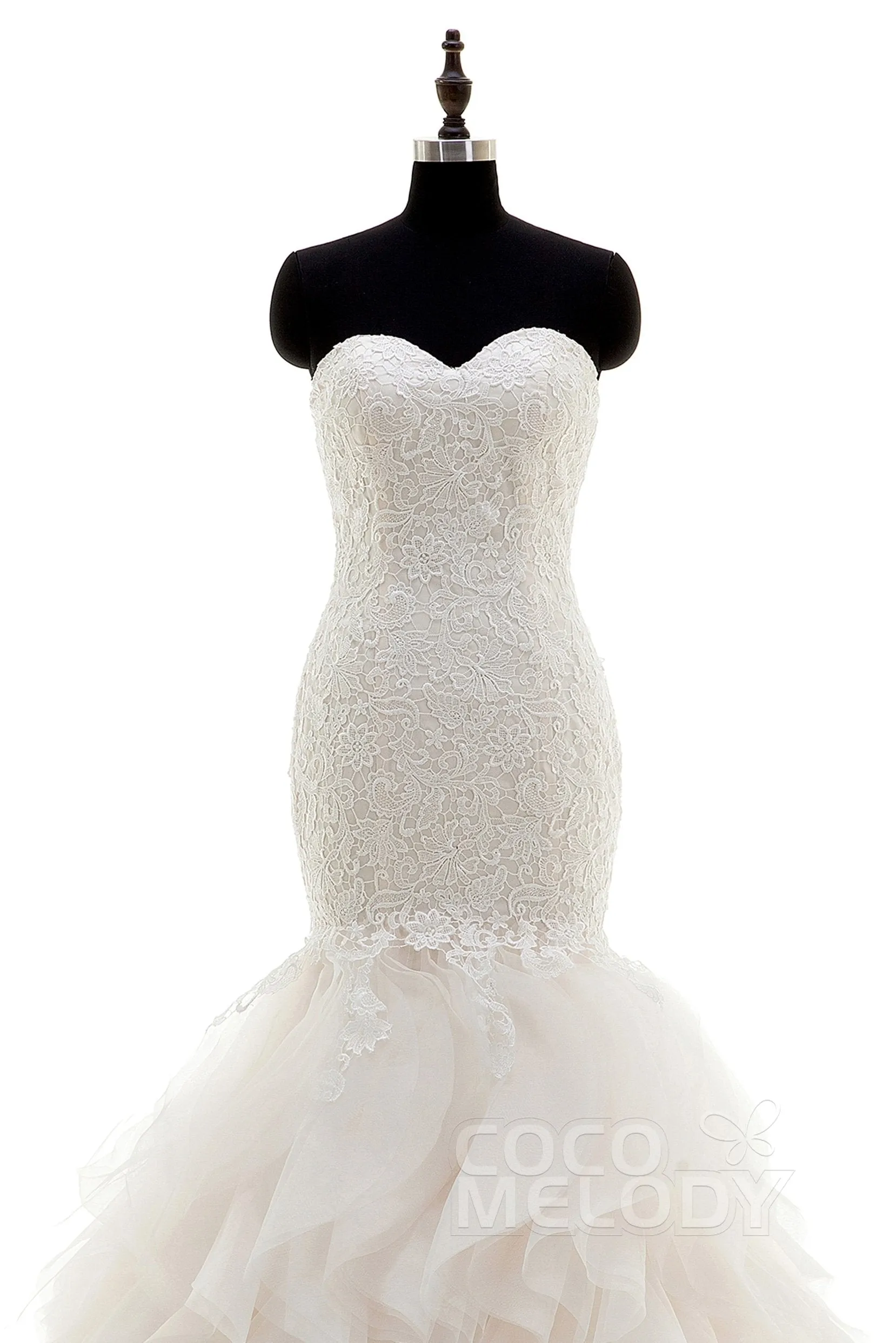 Mermaid Court Train Lace and Organza Wedding Dress LWLT15032 sold by Cocomelody product image thumbnail 3