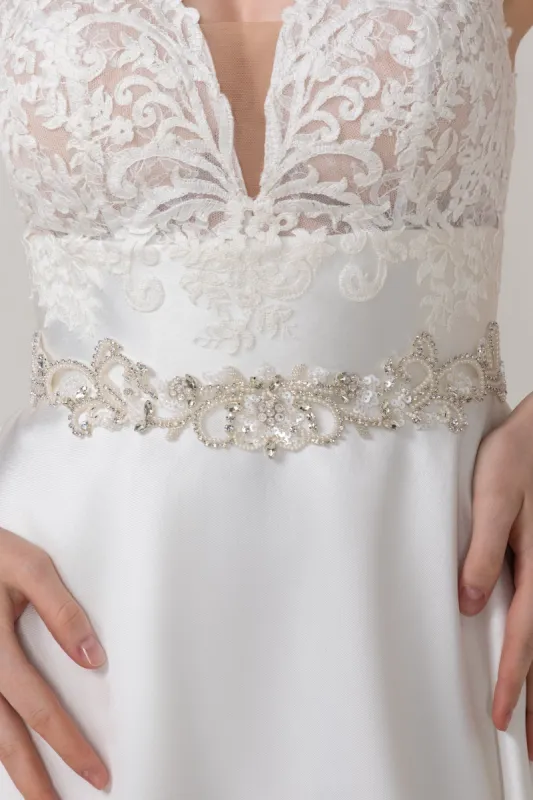 Ribbons Wedding Sash With Rhinestone and Sequins CC0074 sold by Cocomelody