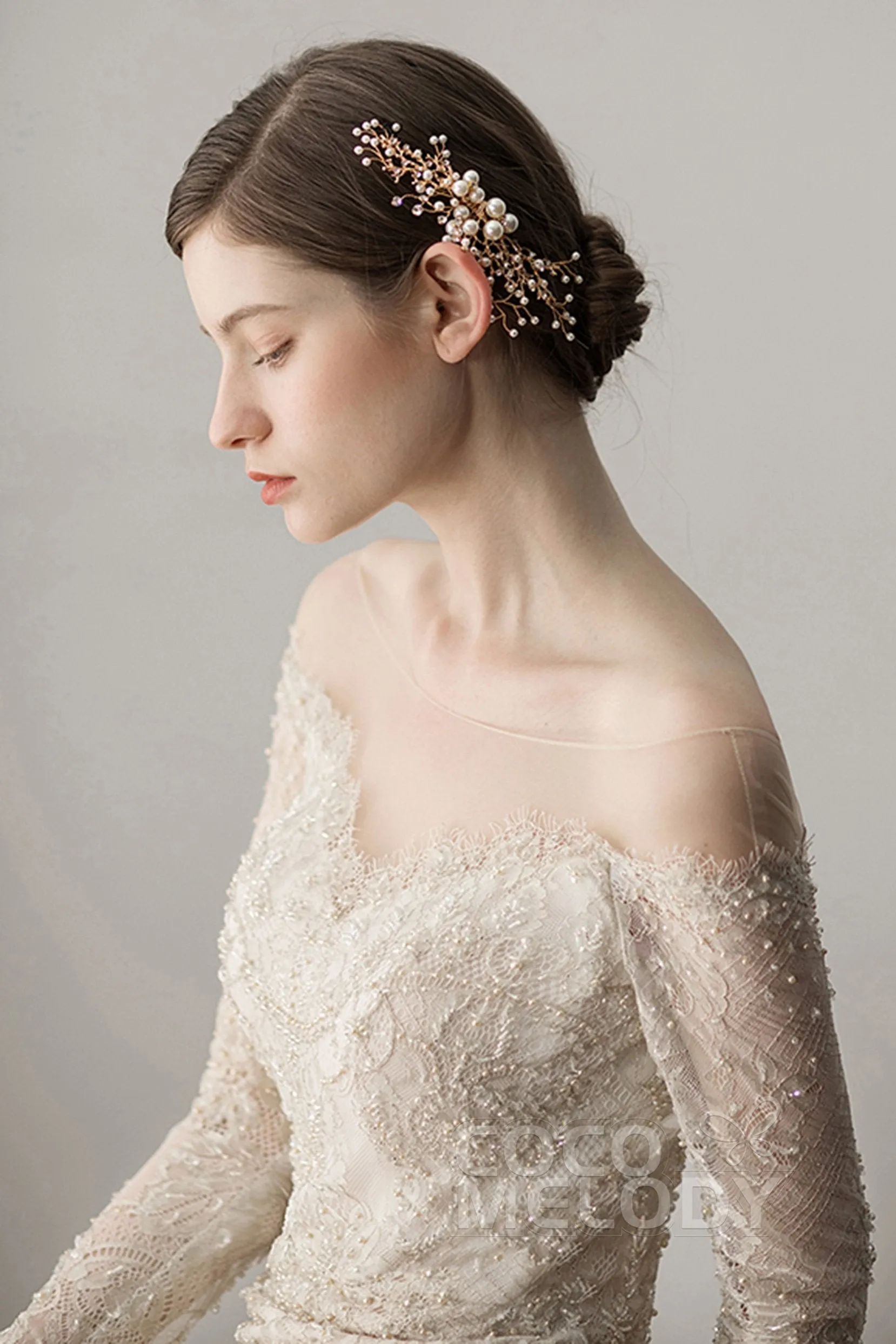 Alloy Hair Combs with Imitation Pearl and Rhinestone AH18007 sold by Cocomelody product image thumbnail 4